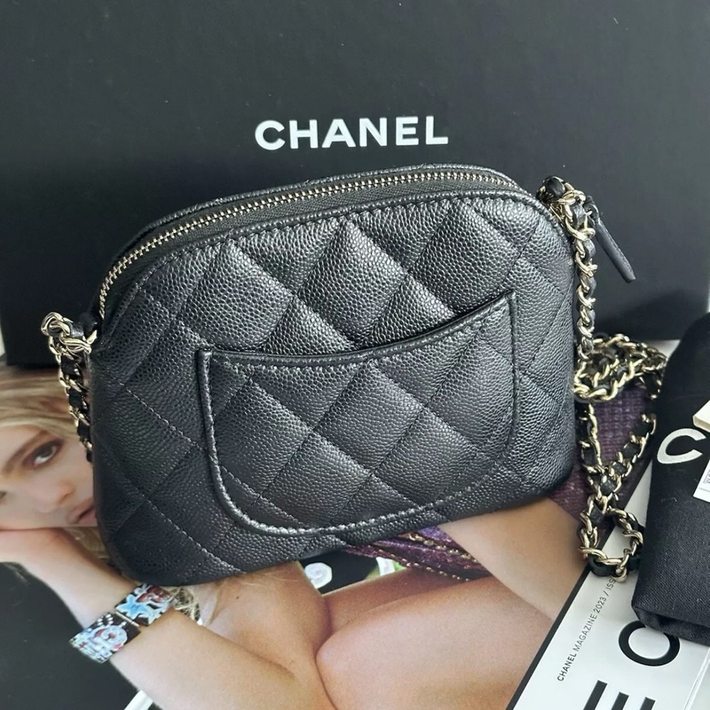 CHANEL Crossbody Black Caviar Leather Bag with Gold Hardware. 100% Authentic!!! - Picture 3 of 7
